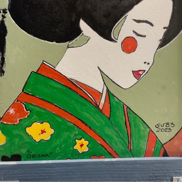 Hand painted Acrylic, Geisha portrait 8 x 10 - Picture 3 of 6